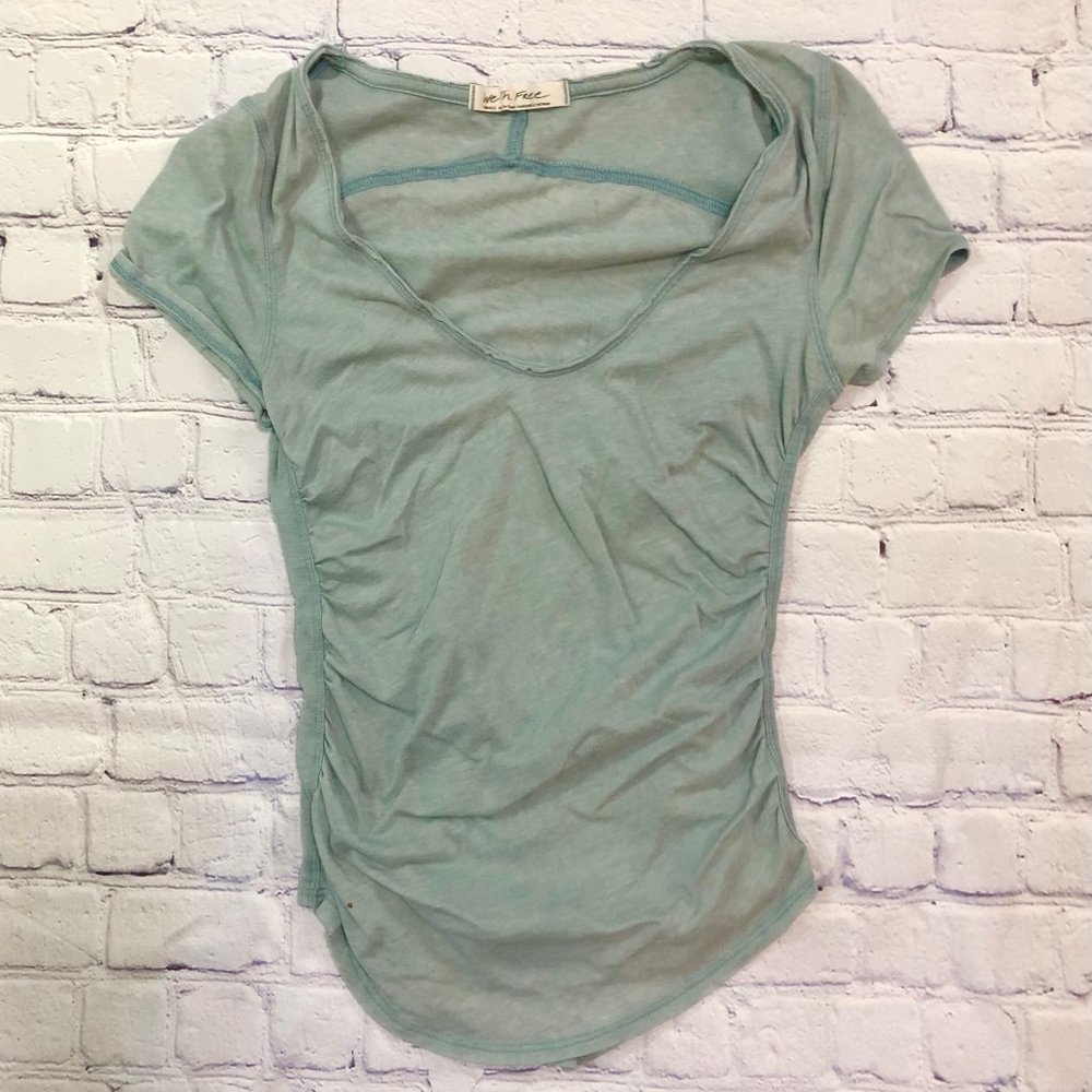 We The Free ruched side seam Tee Seafoam Green Sz S